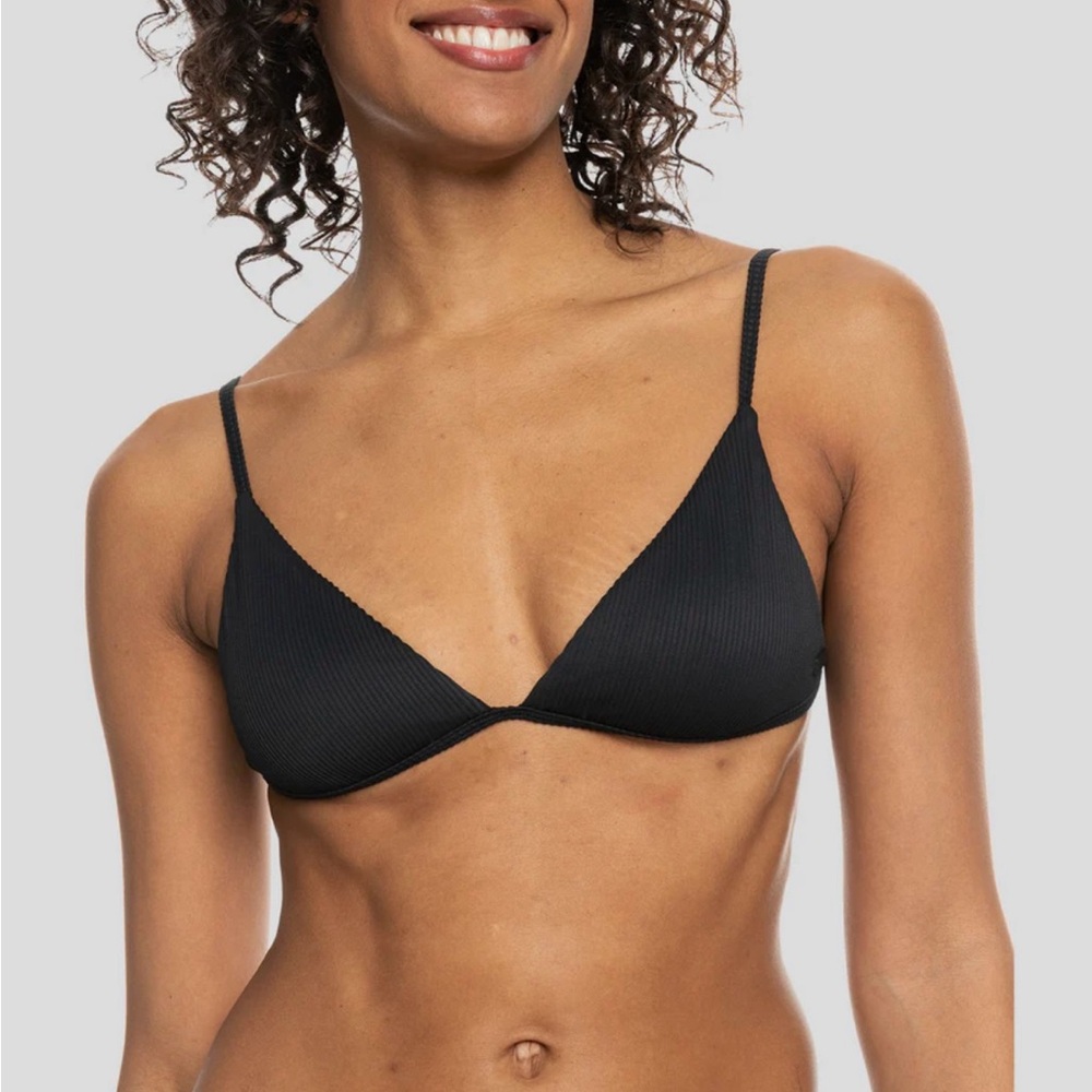 Roxy Black Ribbed Triangle Bikini Top - Picture 2 of 16